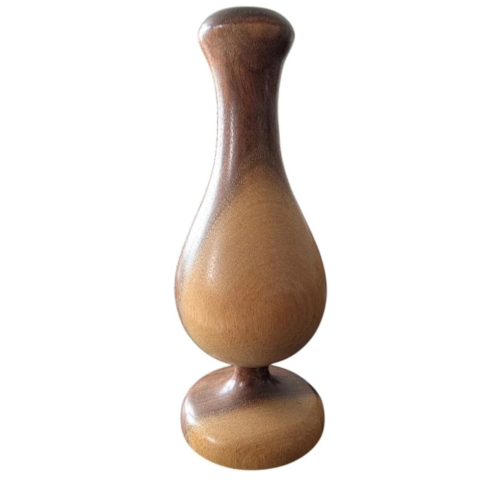 (2) Vintage MCM Danish Lathe Turned Small Bud Vases